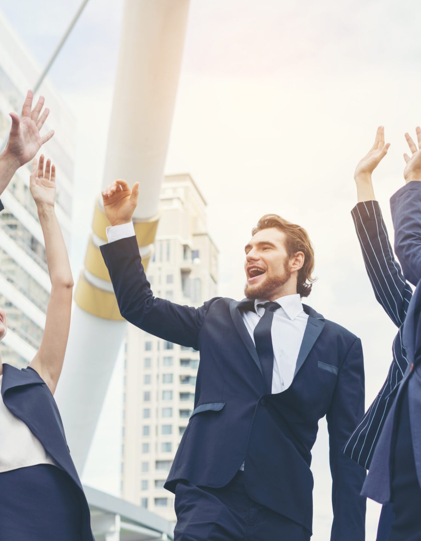 Close up of business people hands together. Teamwork concept.